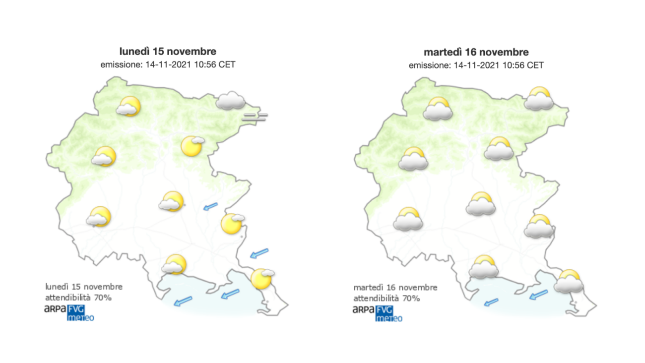 Immagine per Meteo, cielo variabile sul Fvg con sole sul Goriziano